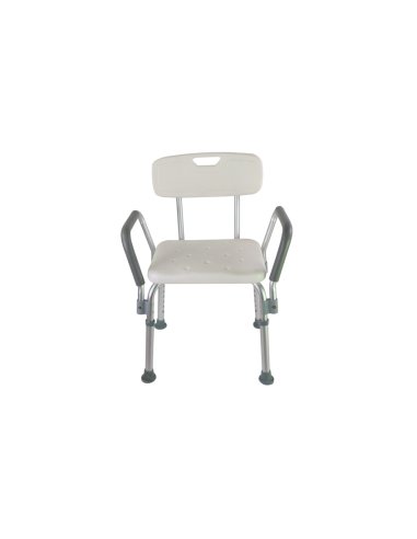 Taburete de baño con respaldo y apoyabrazos