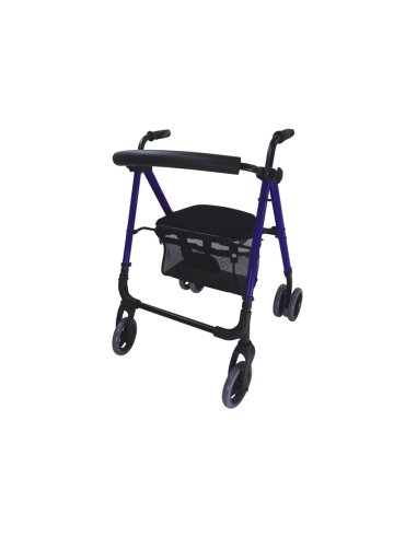 Andador azul de aluminio con freno de presion