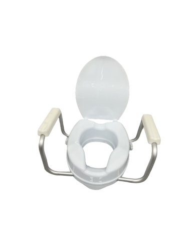 Alza de wc con tapa y apoyabrazos blanco