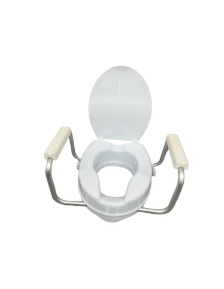 Alza de wc con tapa y apoyabrazos blanco